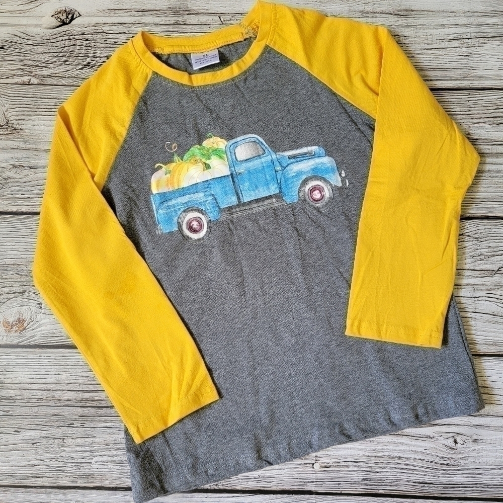 Pumpkin Patch Long-Sleeve Raglan Antique Truck Top Boutique NWT